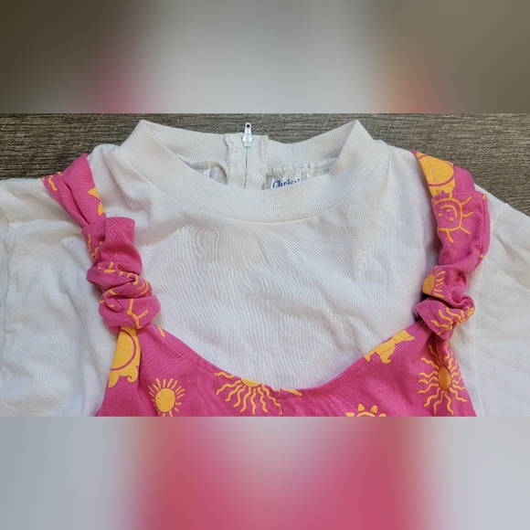 Vintg Early 90's Romper Girls 16/ Women's XS Pink w/90's Style Sun Built-in Tee - Picture 3 of 14
